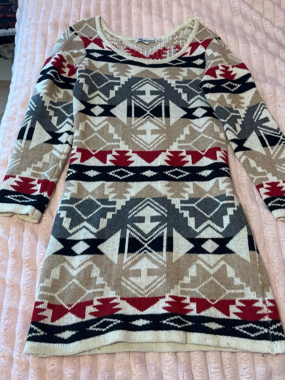 Beige Aztec-Pattern Women's Sweater - Picture 2 of 3